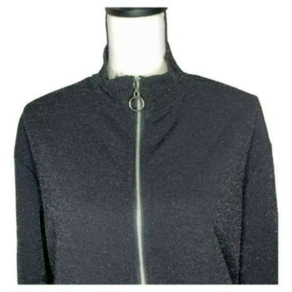 Wild Fable Black Zip Long Sleeves Shimmer Casual Lightweight Sweater Size M - Picture 6 of 13
